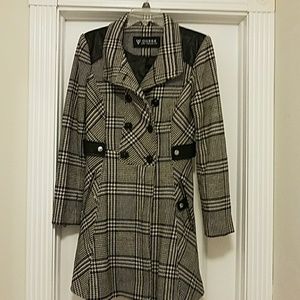 Guess black and white coat.